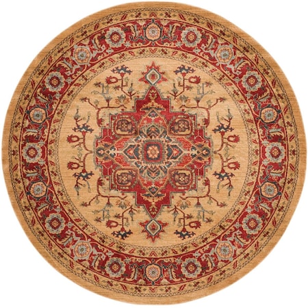 Safavieh 5 ft. 1 in. x 5 ft. 1 in. Mahal Power Loomed Round Area RugRed & Natural MAH698A-5R